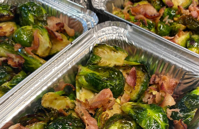 Honey roasted Brussels sprouts with bacon